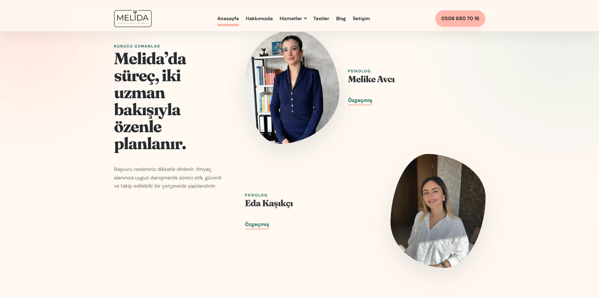 Melida uzman tanıtımı için tasarladığımız ekip bölümü