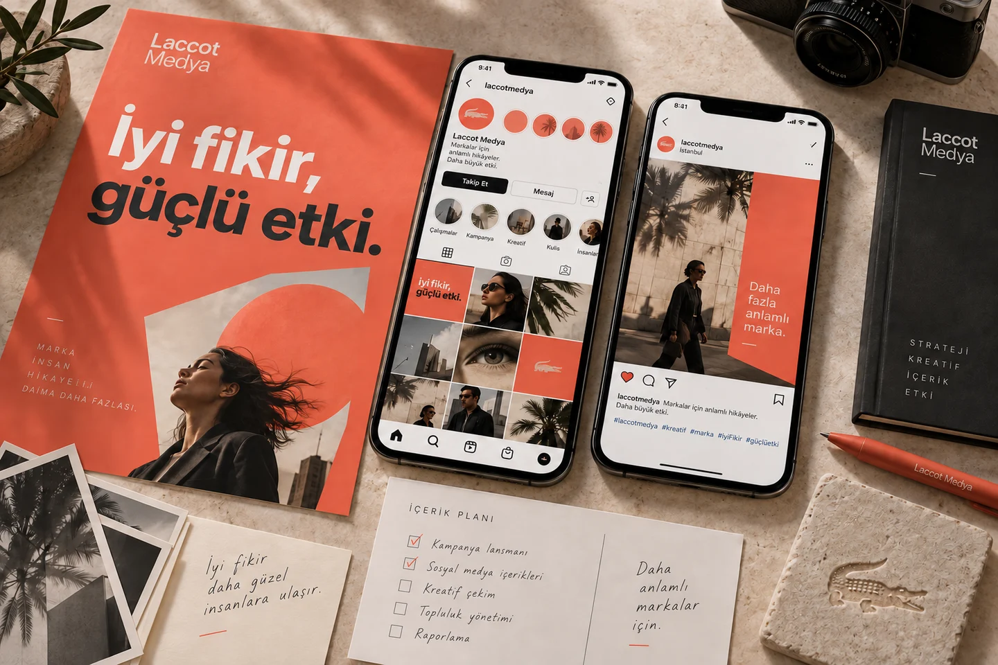 Laccot için sosyal medya kampanyası ve Instagram içerik mockupları