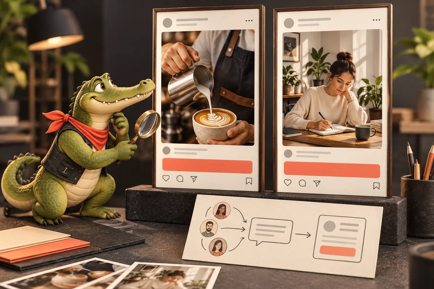 Timash’ın iki farklı Instagram reklam kreatifini karşılaştırdığı sahne